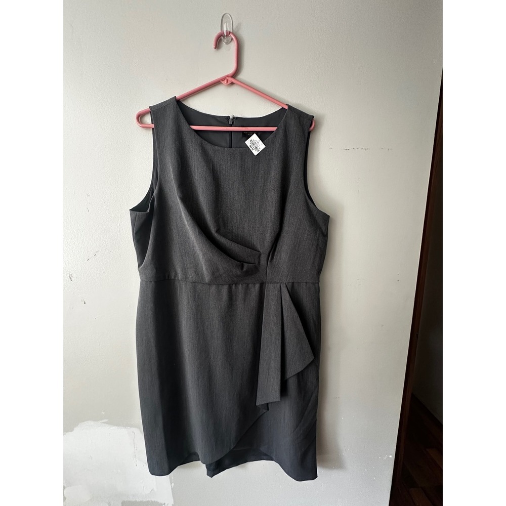 Worthington Petite Gray Faux Wrap Sheath Dress Sleeveless Business Casual 18P
